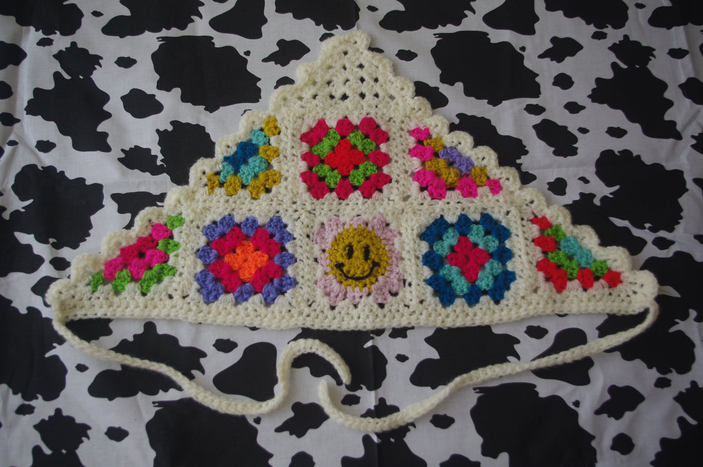 Smiley Granny Square Bandana