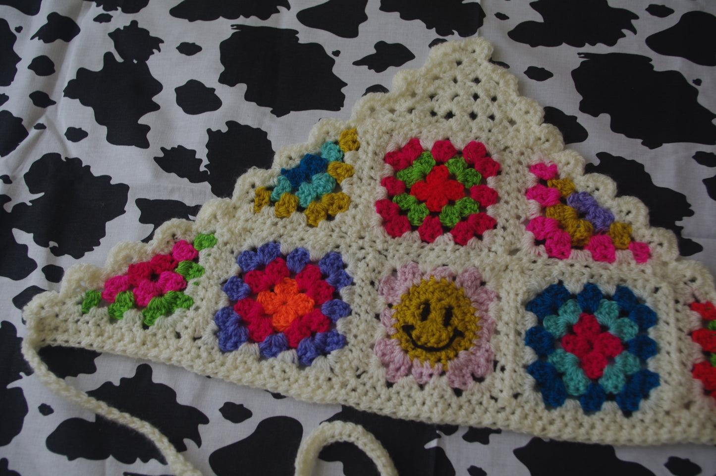 Smiley Granny Square Bandana