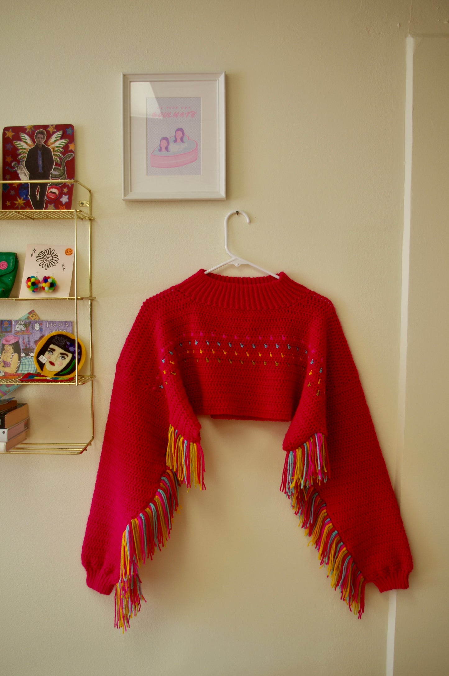 Confetti Fringe Super Cropped Sweater