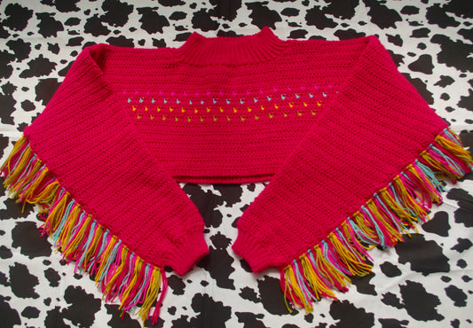 Confetti Fringe Super Cropped Sweater